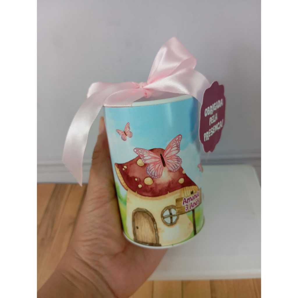 COFRINHO PERSONALIZADO + LAÇO + TAG JARDIM DAS BORBOLETA LEMBRANCINHA DE ANIVERSARIO