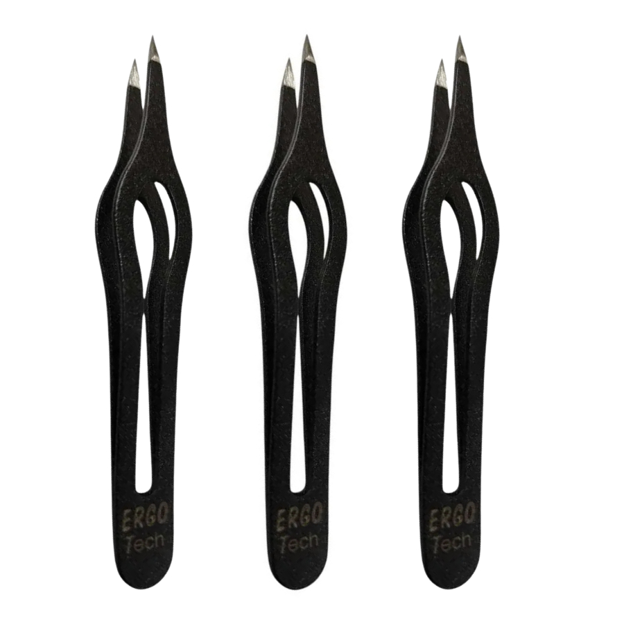 Kit 3 Pinça Depilação Laqueada linha Ergo Tech Ponta Fina 2291,504 - Edel Solingen