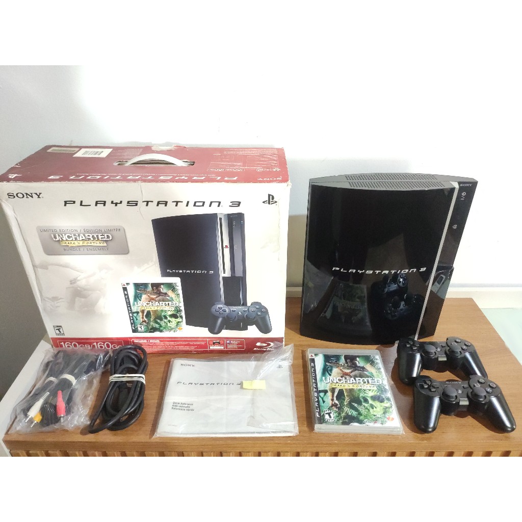 Ps3 Playstation 3 Fat 1TB Uncharted Caixa + 2 Controle Original + 50 jogos + Jogos Ps2 e Ps1