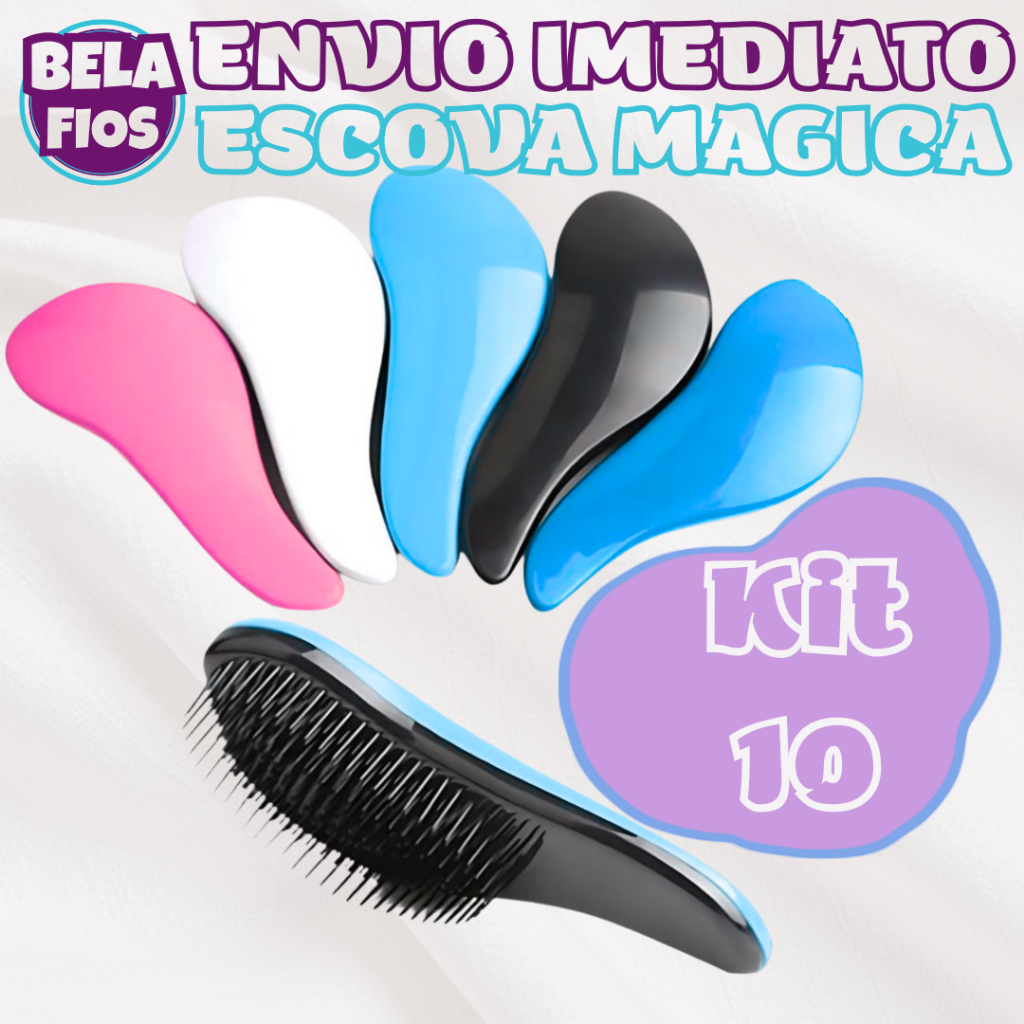 Kit 10 - Escovas Mágicas pra cabelo - Anti Frizz - De Desembaraçar Cabelo - Bela Fios em Oferta na Shopee