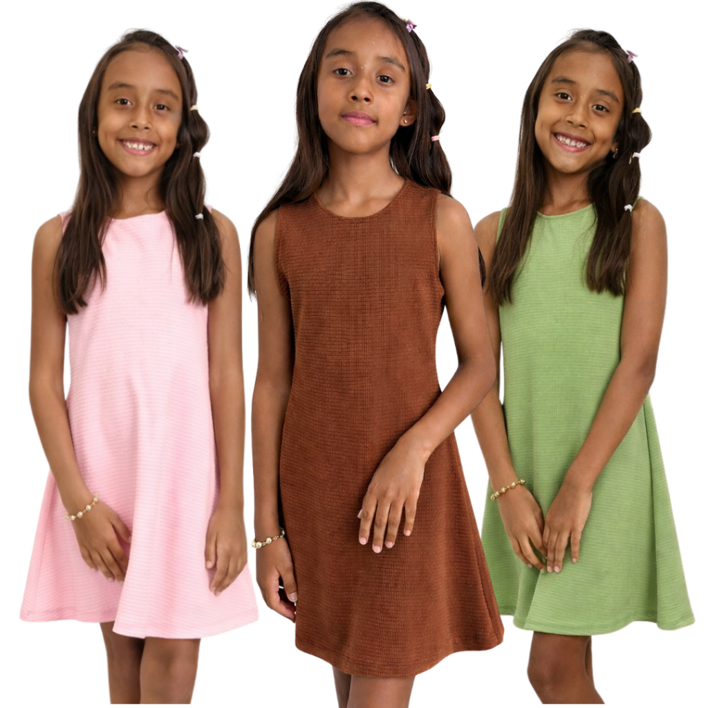 Vestido Infantil Juvenil Kit 3 Peças ou 1 Avulsa Verão Festa