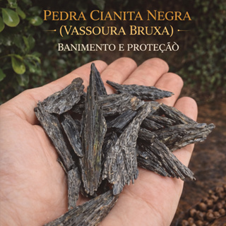 Pedra Cianita Negra Vassoura de Bruxa Cristal Natural para Banimento Proteção Limpeza Energética em Oferta na Shopee