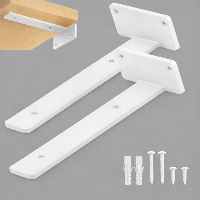 Suporte Mão Francesa 2un 20cm Efeito Invisível Cantoneira Invertida Pintura Eletrostática 3mm