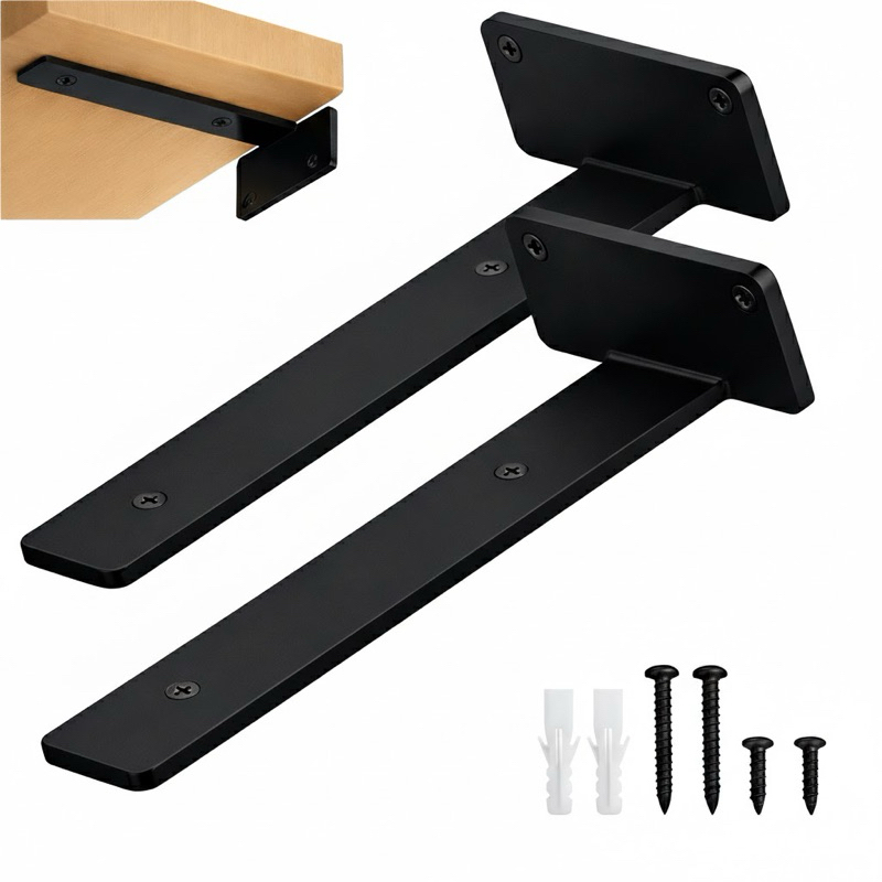Kit 2 Suportes Mão Francesa 10/15/20cm Preto/Branco Cantoneira Invertida Prateleira Pintura Eletrostática Aço 3mm