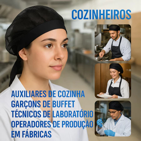 Kit Com 3 Touca Telinha e Malha Lavável Cozinha Restaurante Padaria