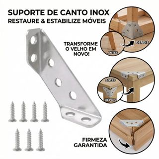 Kit 20 Conectores Canto Aço Inox Salva Móveis Universal em Oferta na Shopee