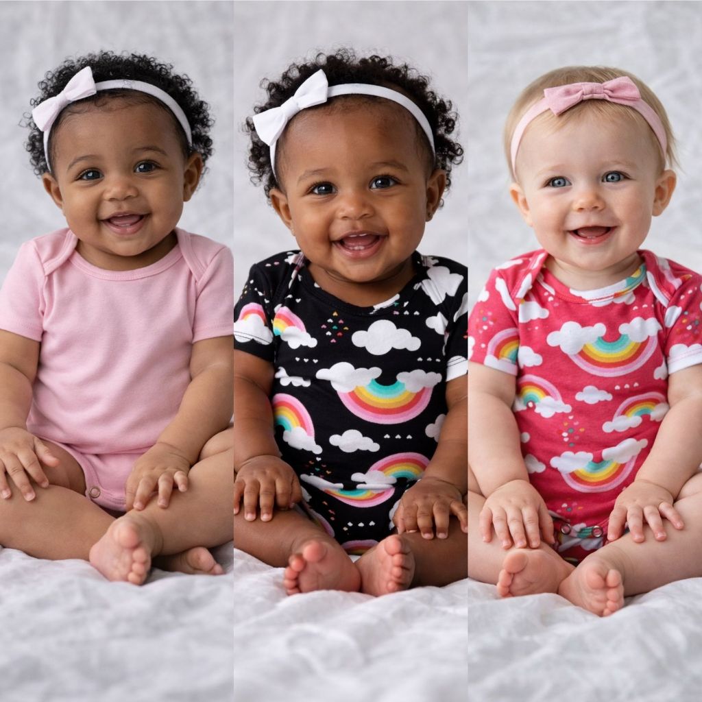 Kit 3 Body Infantil Menina Manga Curta de Cotton Modinha Fresquinho Verão P/M/G/1