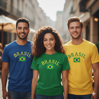 Camisa do Brasil Unisex Seleção Brasileira 100%  Algodão  Premium Copa do  Mundo Hexa Estampa Brasil em Oferta na Shopee