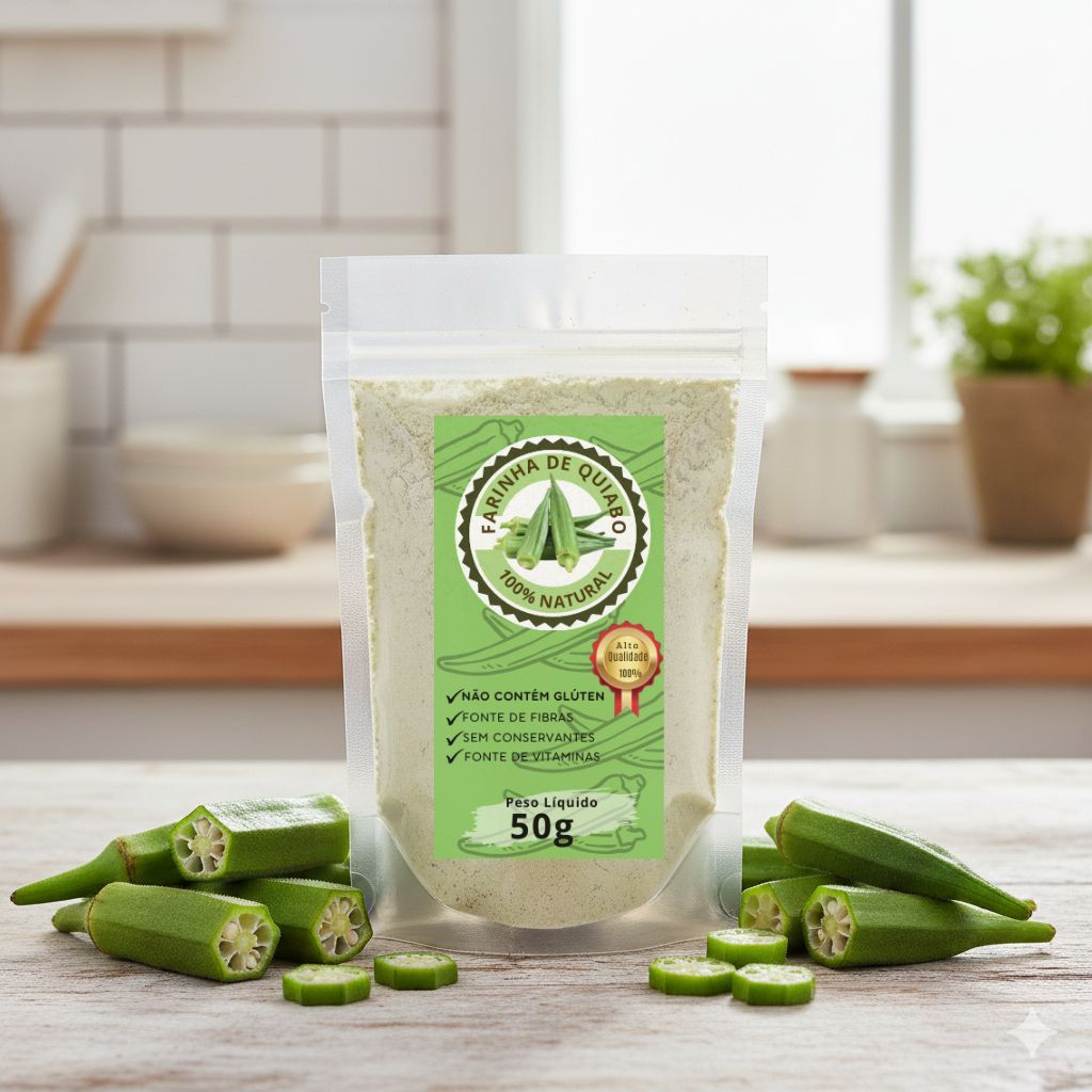 FARINHA DE QUIABO 100% NATURAL  50g em Oferta na Shopee