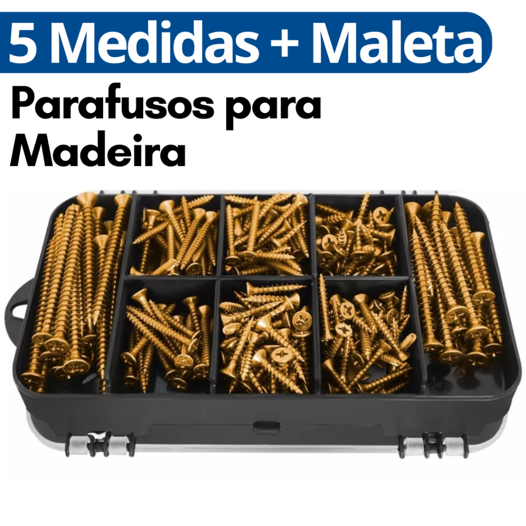 Kit Parafusos Madeira MDF com Jogo Parafusos Maleta Philips Chipboard Kit Barato Estojo em Oferta na Shopee
