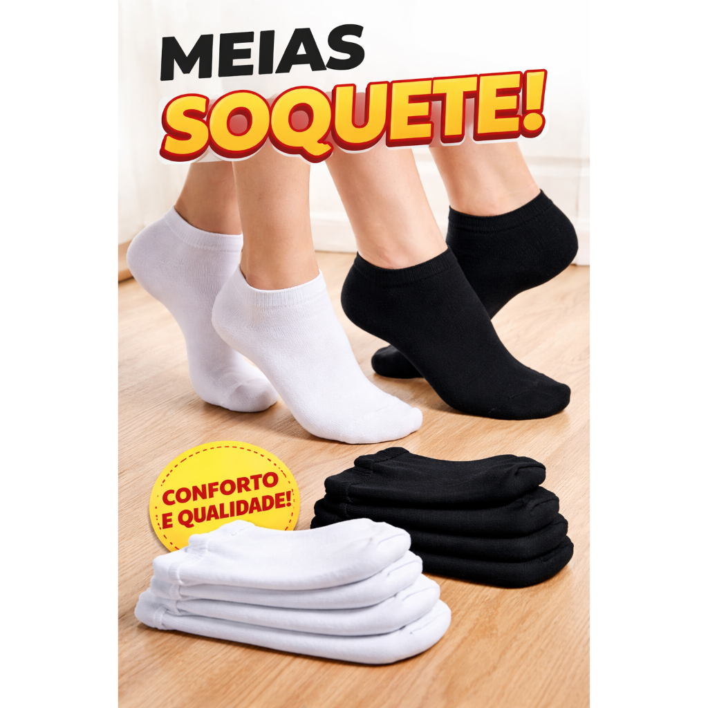 Kits Pares de Meias Soquete Cano Curto Masculina Feminina Unissex varejo