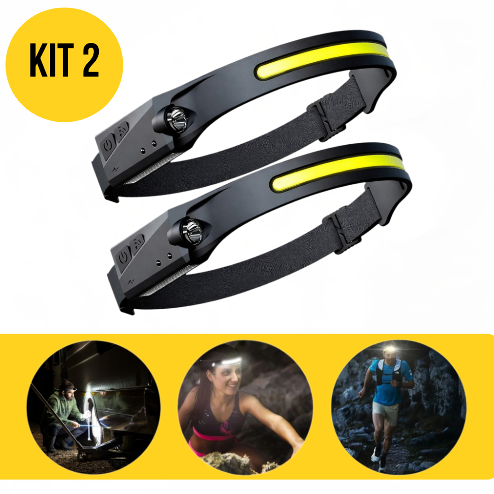 Imagem Kit 2 Lanterna de Cabeça Recarregável 3 LED – Pesca, Ciclismo e Acampamento