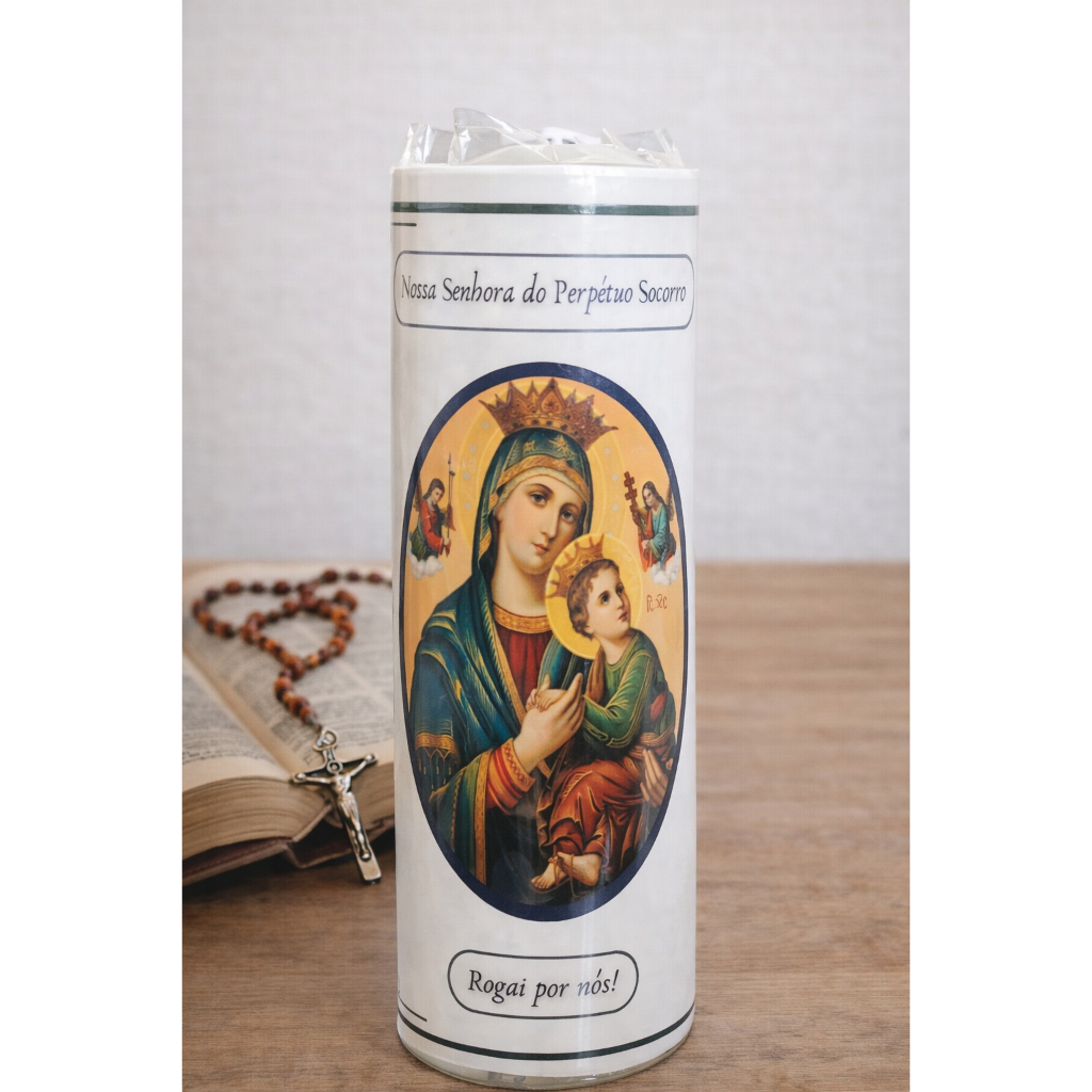 Vela Nossa Senhora do Perpétuo Socorro - Devocional - 265g - Parafina Nacional Premium