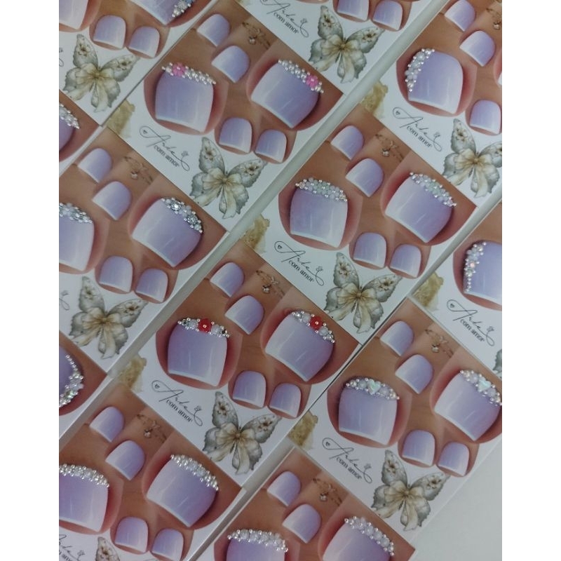 Joias de unha para os pés 10 pares cores claras
