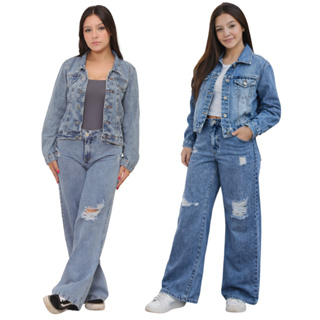 Conjunto Infantil Calça E Jaqueta Jeans  Blusa de frio Menina Blogueira em Oferta na Shopee