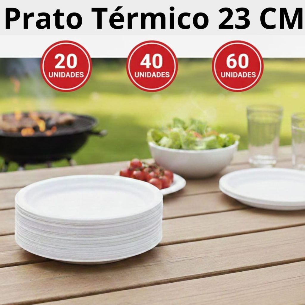 Prato de Isopor 23cm Descartável para Refeição Reforçado 20 40 60un Térmico Almoço Jantar em Oferta na Shopee