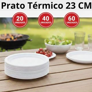 Prato de Isopor 23cm Descartável para Refeição Reforçado 20 40 60un Térmico Almoço Jantar em Oferta na Shopee