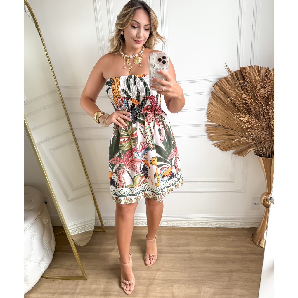 Vestido curto femenino em Oferta na Shopee