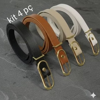 cintos feminino -OVAL-           kit 4pç- Tm- plus único 36/48 e infantil cinto 4/12 a -cinto preto/caramelo/nude/branc. em Oferta na Shopee