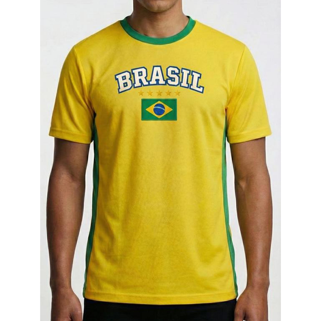 Camisa Brasil Retro Dryfit Estampa Brasil Colege Sport Copa Do Mundo