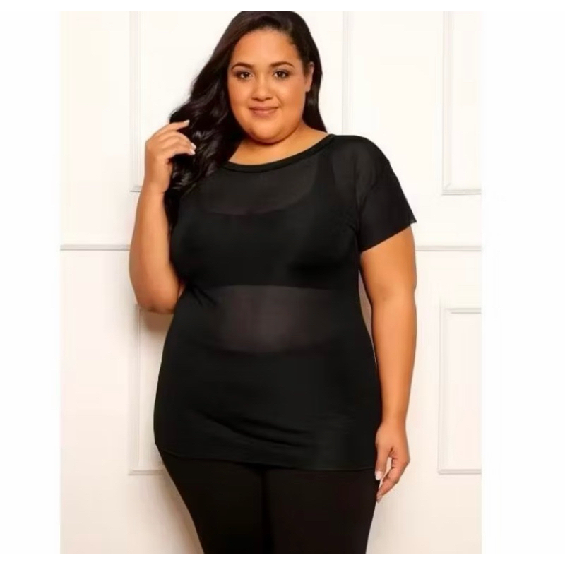 Blusa Feminina Plus Size Tule Vest Leg Academia Treino Respirável