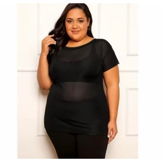 Blusa Feminina Plus Size Tule Vest Leg Academia Treino Respirável em Oferta na Shopee