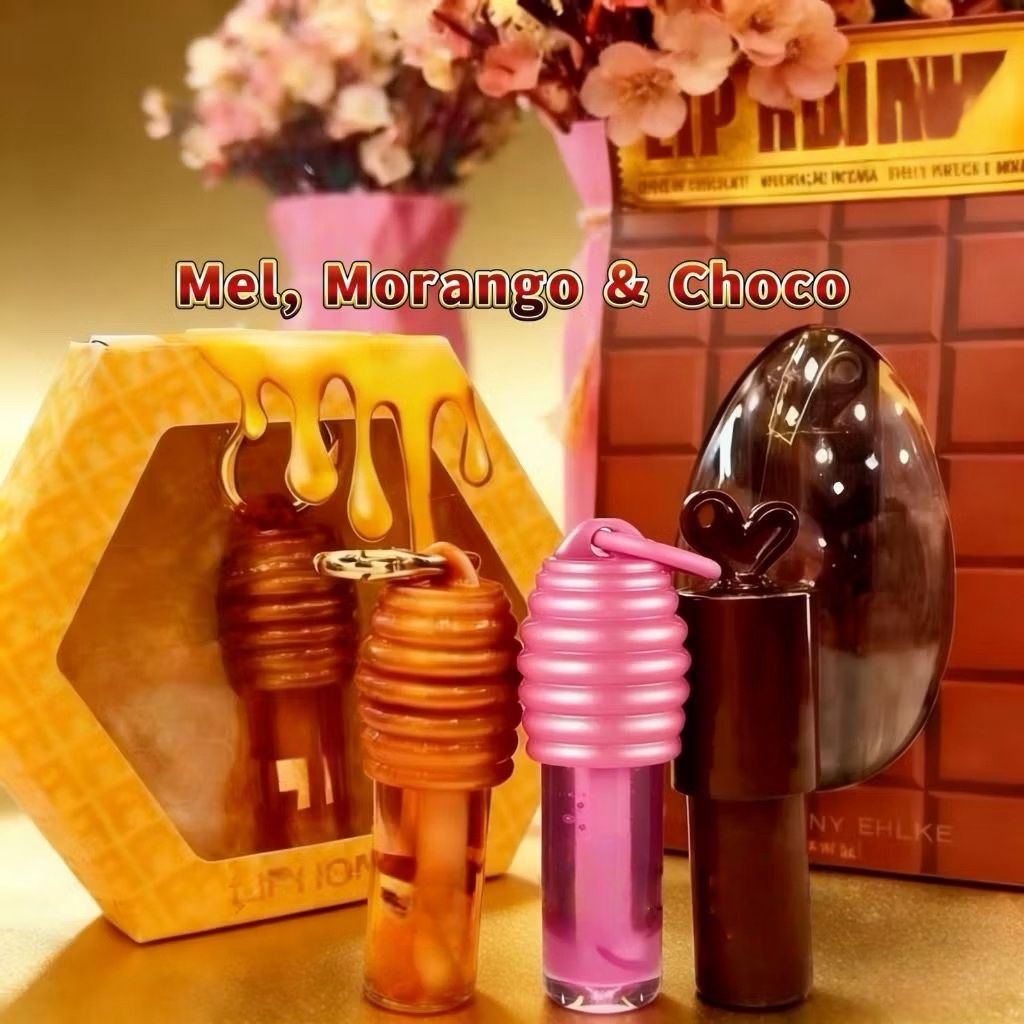 KIT Franciny Ehlke Gloss Liphoney (Seu Novo Companheiro Inseparável, Gloss Mel & Chocolate & Morango)
