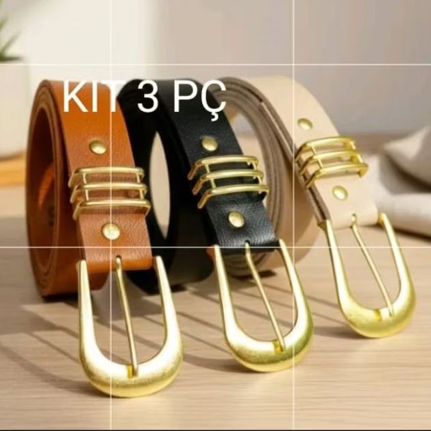 3 cinto feminino - ping b- couro sintético grosso caramelo preto branco Plus /único/juvenil 251/2.5 em Oferta na Shopee