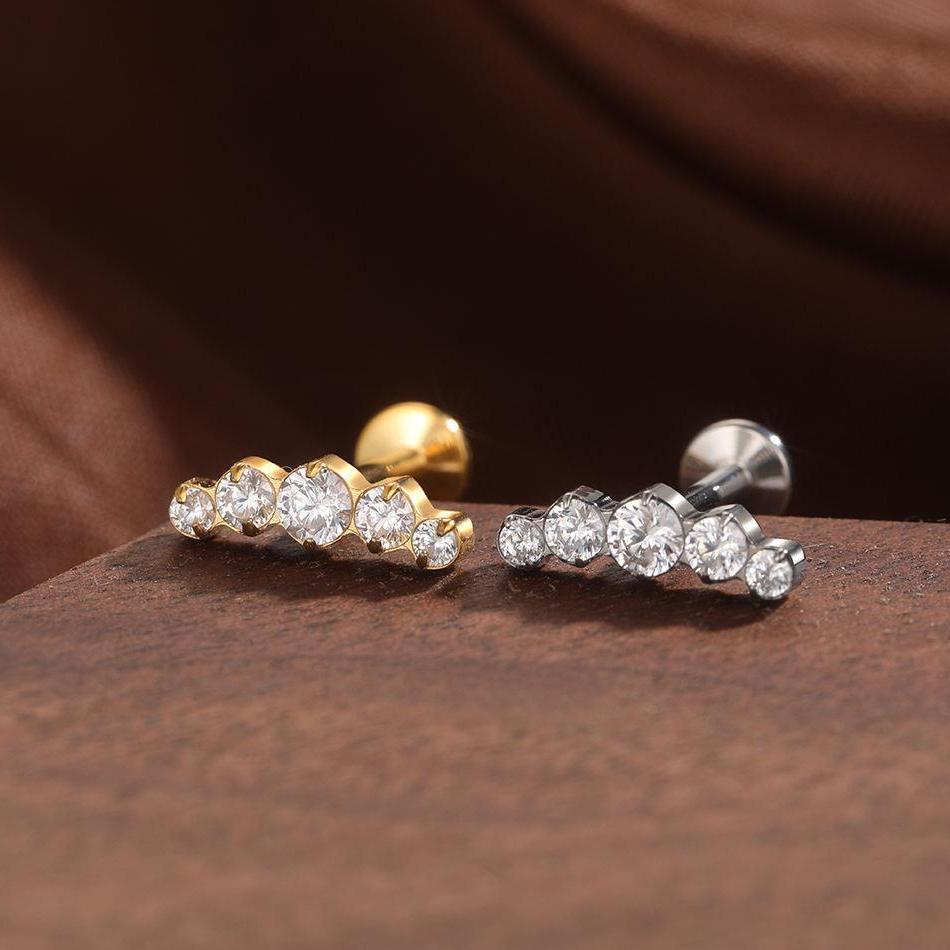 Piercing Helix Tragus Conch Boca-Medusa Labret Titânio Pvd Cluster Zircônias Cravejadas em Oferta na Shopee