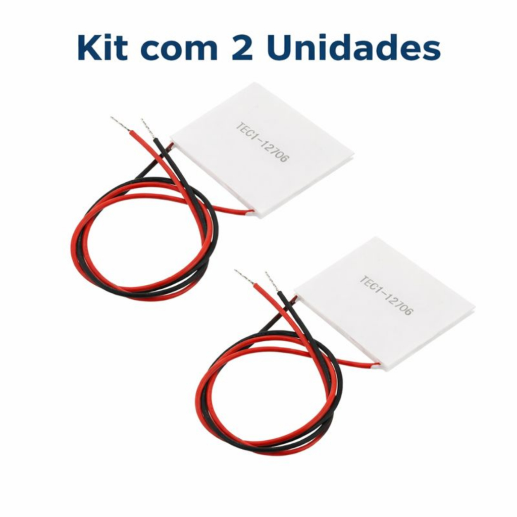 Kit 2x Placa Peltier TEC1-12706 12V Pastilha Termoelétrica Cooler Bebedouro Purificador Refrigeração
