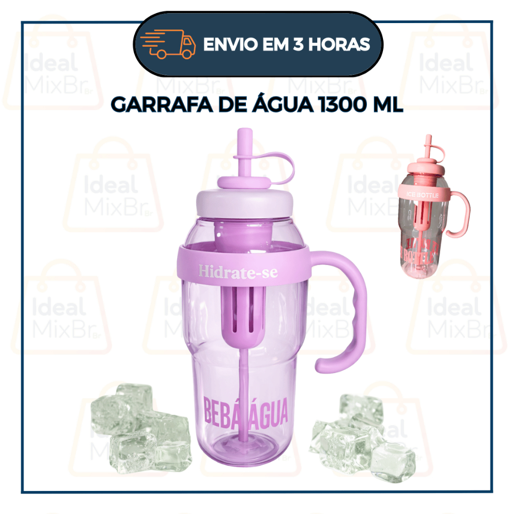 Garrafa de Água 1300ml Squeeze com Canudo e Filtro para Frutas