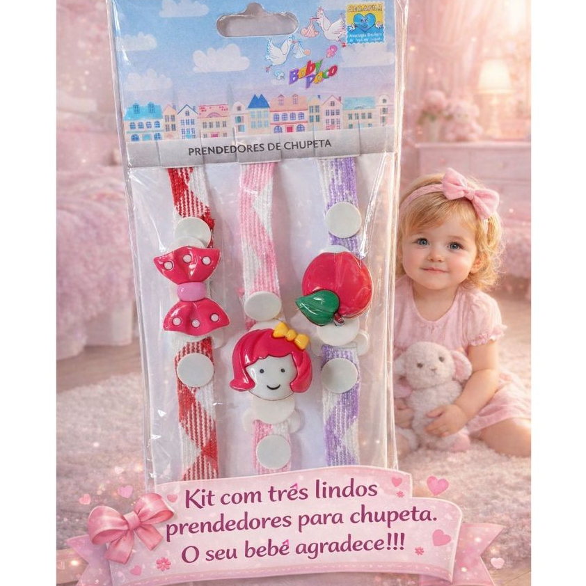 kit Com 3 Prendedor De Chupeta Oferta