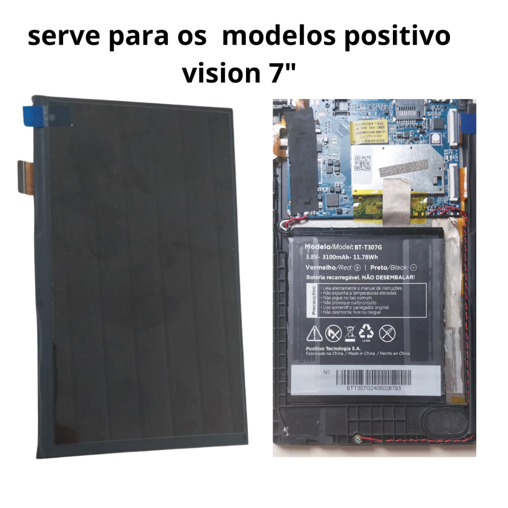 lcd tablet positivo vision 7" modelo T307G /não serve nos modelos t307F