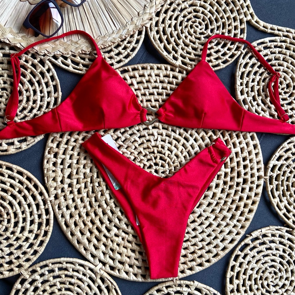 Biquíni Jade Clássico De Alças Com Detalhes Elegantes em Oferta na Shopee