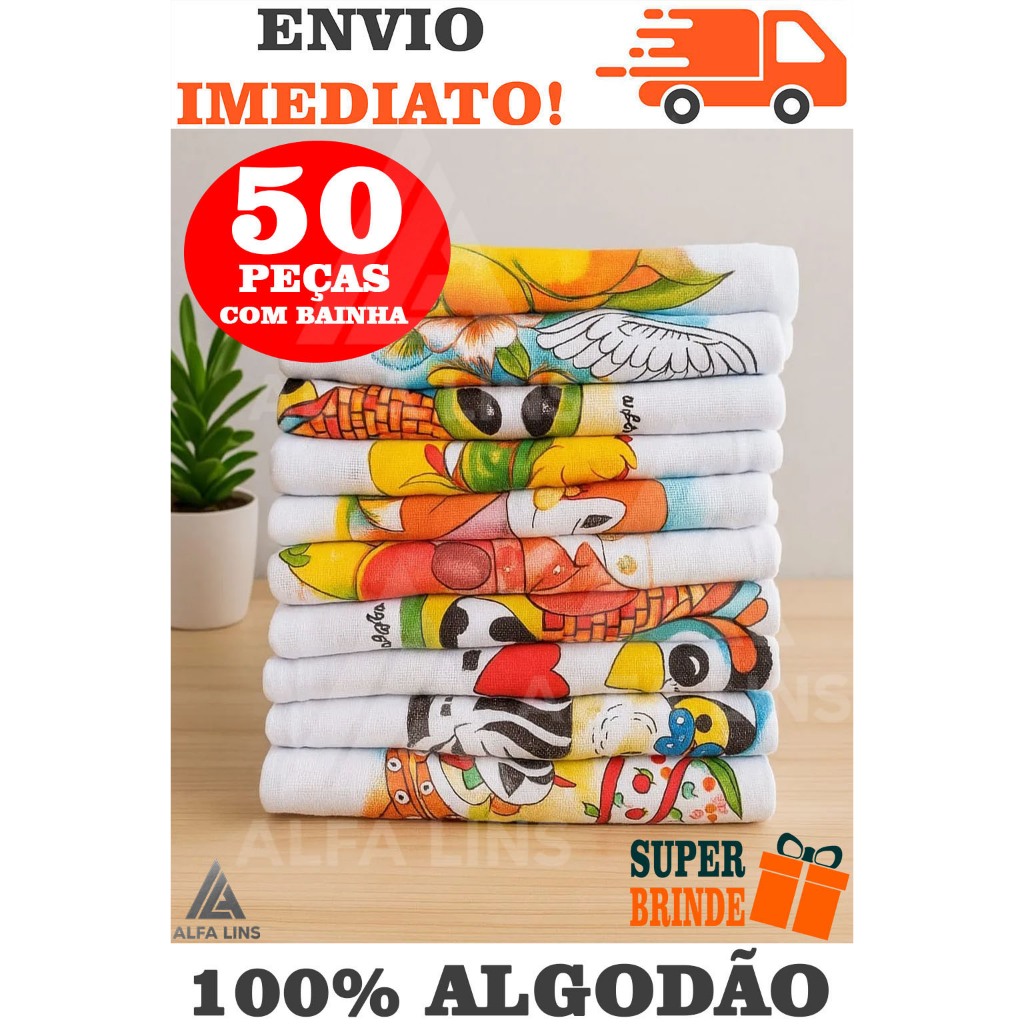 Kit 50 Panos De Prato Cozinha Simples dia a dia Estampado 100% Algodão com Bainha 37 x 61 cm em Oferta na Shopee
