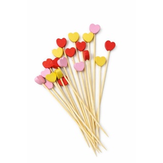 100PCS Palito de petiscos decorado de Coração Bambu Palitos De Frutas, Salada De Sobremesa Sanduíche em Oferta na Shopee