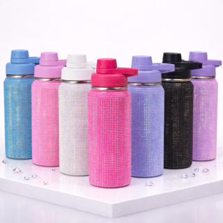 Garrafa Termica Inox 600ml Garrafa De Agua Grande Brilhosa Strass Boiadeira Tampa Anti Vazamento em Oferta na Shopee