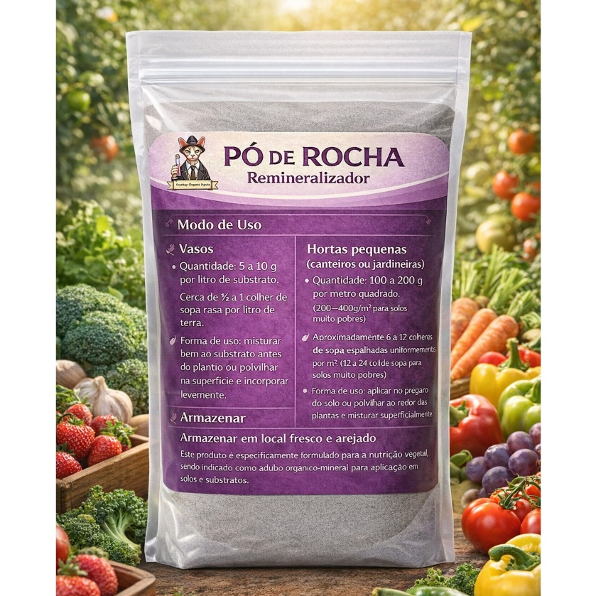 Fertilizante para Plantas Pó de Rocha 1kg Adubo Hortaliças Orquídeas Floração Frutíferas
