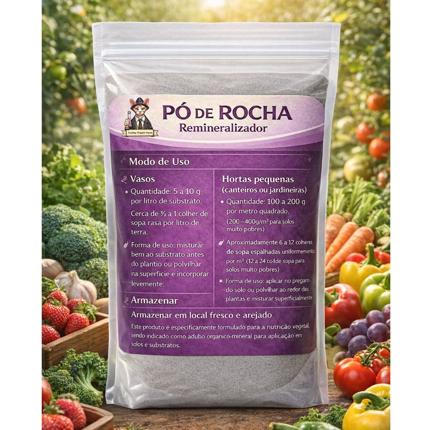 Fertilizante para Plantas Pó de Rocha 5kg Adubo Hortaliças Orquídeas Floração Frutíferas