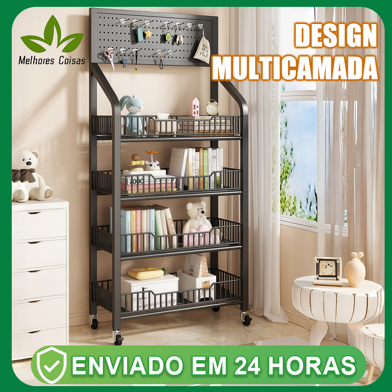 Carrinho Organizador Com Rodinhas Carrinho Organizador Multiuso Laterais  - Modelo 4 Andares