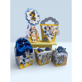 Kit Festa Infantil - BLUEY AZUL - Lembrancinhas Aniversário - Caixinhas Personalizadas 3D