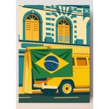 Quadros Decorativos Brasil Kombi Vintage Bandeira Nacional Retrô Arte (1 peça)