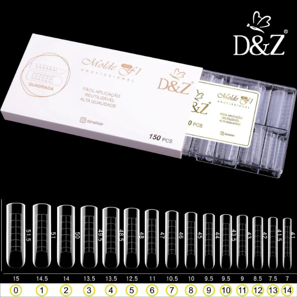 Molde F1 0mm Gringo Profissional 150und - D&Z Alongamento De Unhas em Oferta na Shopee