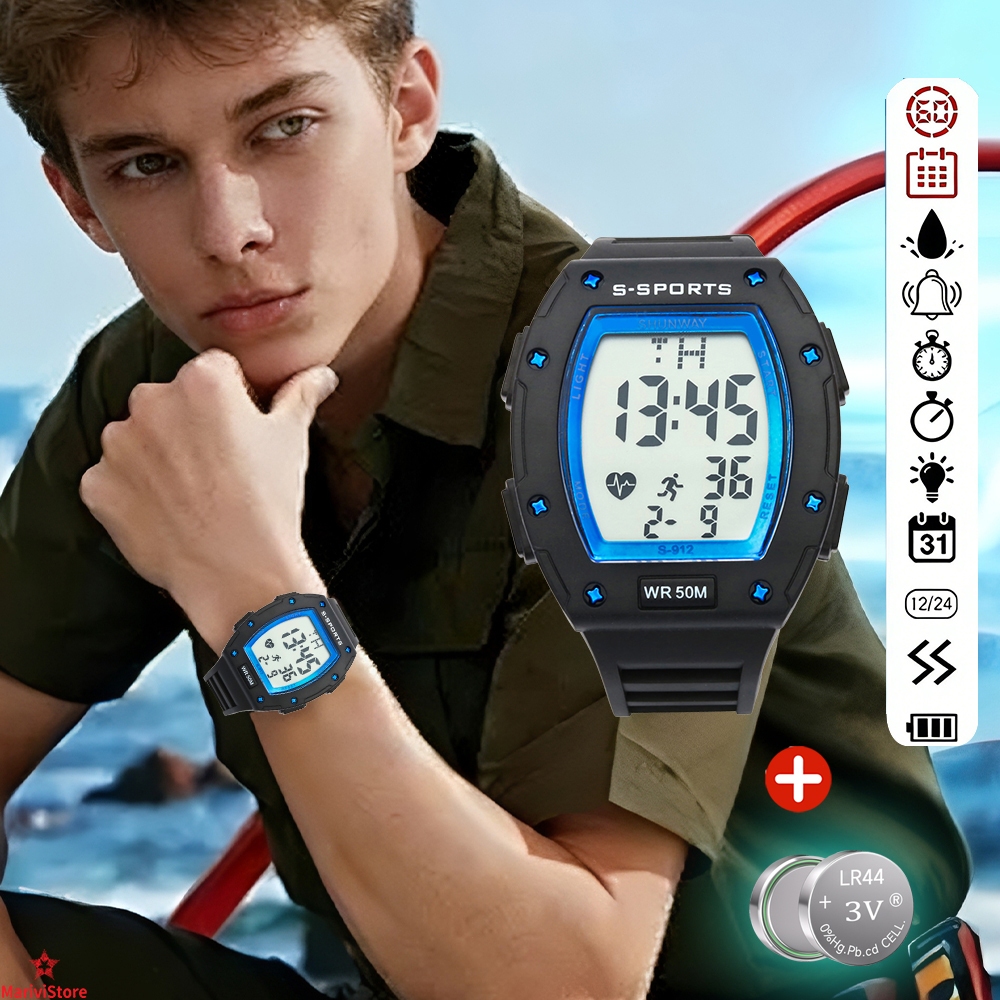 Relógio Digital Esportivo À Prova D'Água Eletrônico Led Masculino Original