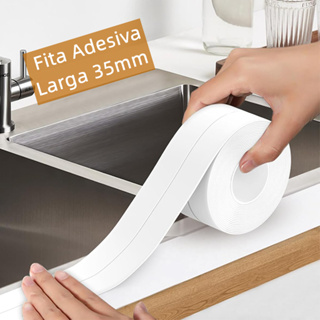 Fita Adesiva Vedação PVC Impermeável Banheiro Pia Antimofo Parede Selante Tape Larga Autoadesiva Branco Vaso Sanitário em Oferta na Shopee