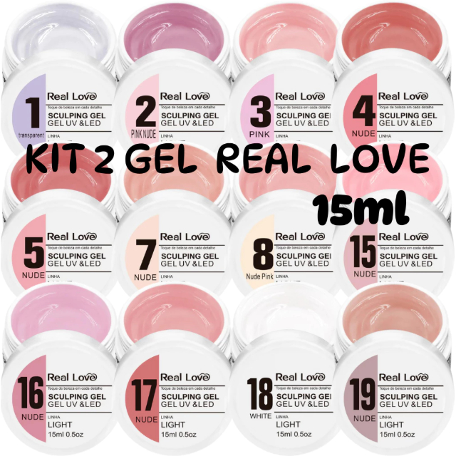 Kit 2 Sculping Gel Alongamento de Unhas Real Love 15 ML Linha Light