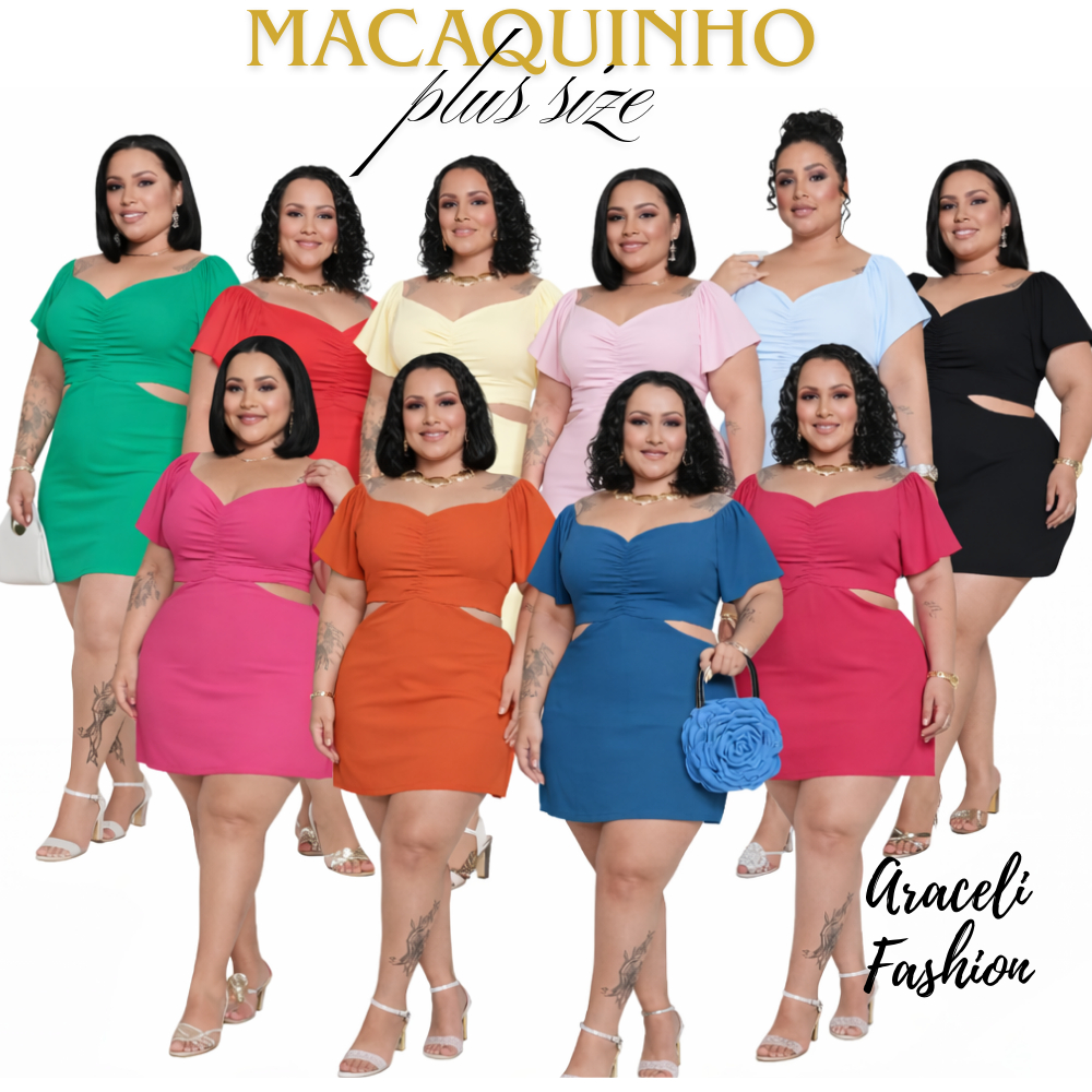 Macaquinho Plus Size Feminino Estilo Vestido Short Saia Lançamento Primavera Verão em Oferta na Shopee