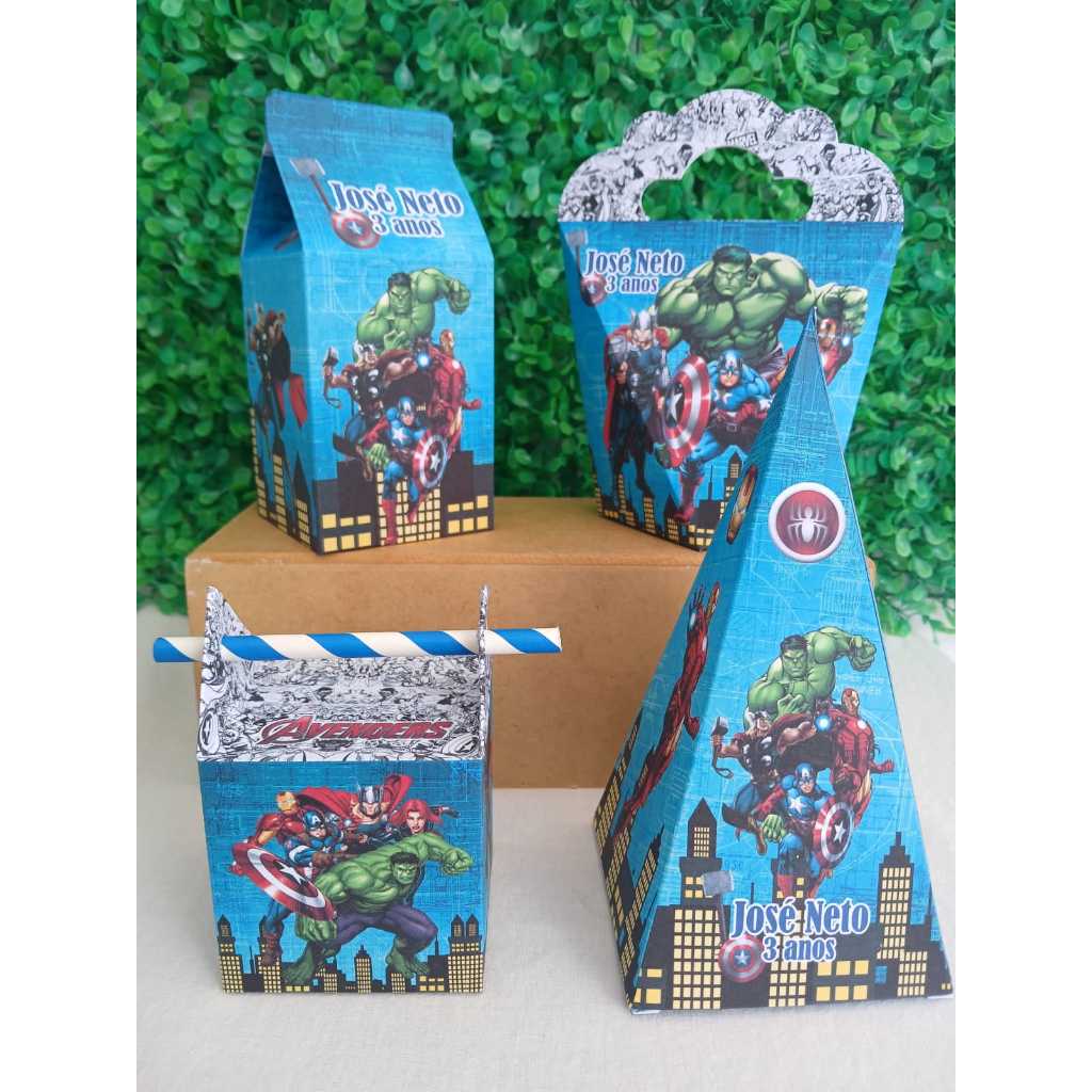 CAIXINHAS PERSONALIZADAS VINGADORES (PEGUE E MONTE ) lembrancinhas para festa e aniversario vingadores