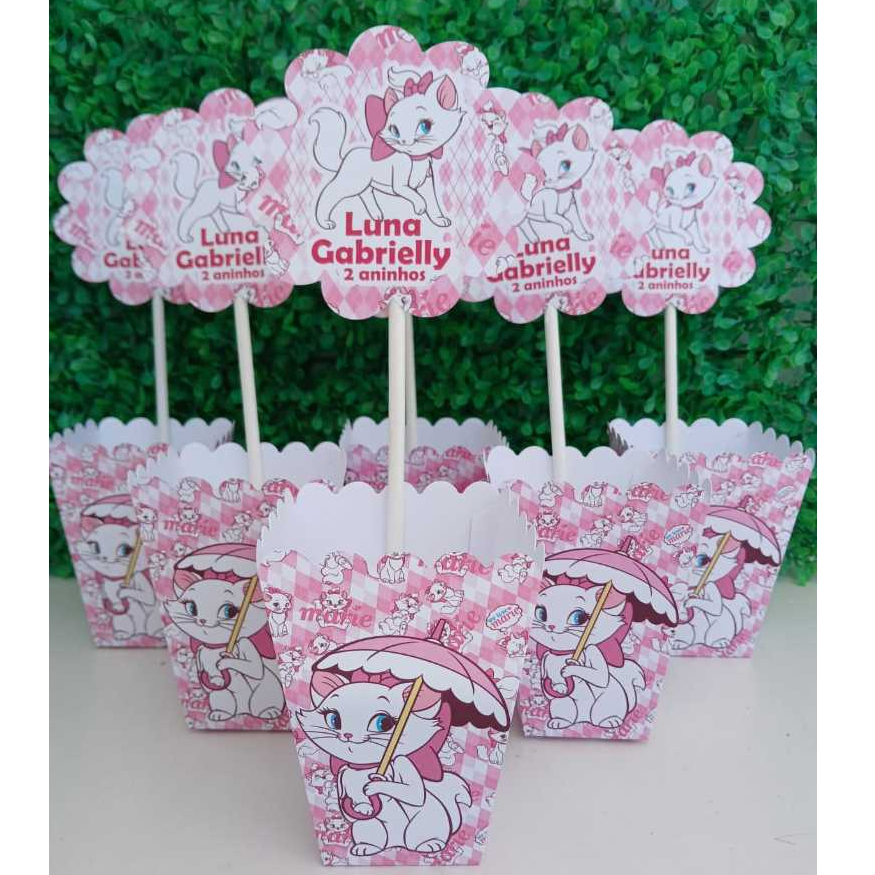 CENTROS DE MESA GATINHA MARRIE( PEGUE E MONTE )kit de centros de mesa gatinha marrie para lembrancinha