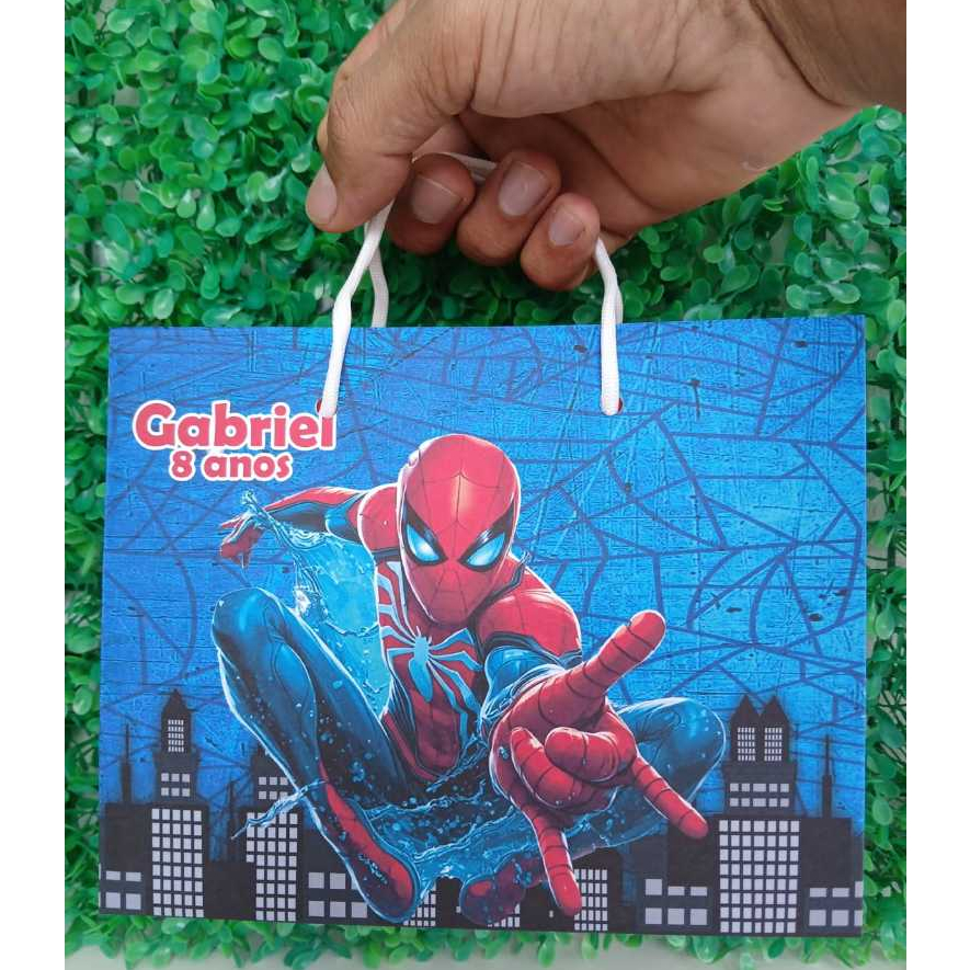 Sacola homem aranha (PEGUE E MONTE ) 16*20 homem aranha,kit personalizados homem aranha,lembrancinha homem aranha